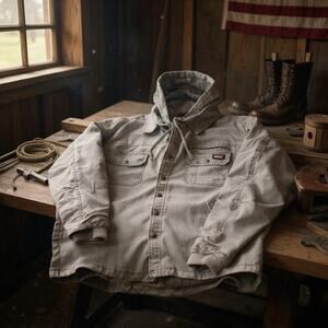 Dickies Hooded Jean Jacket Mens 2XL Grey Thrashed Duck Canvas American Workwear